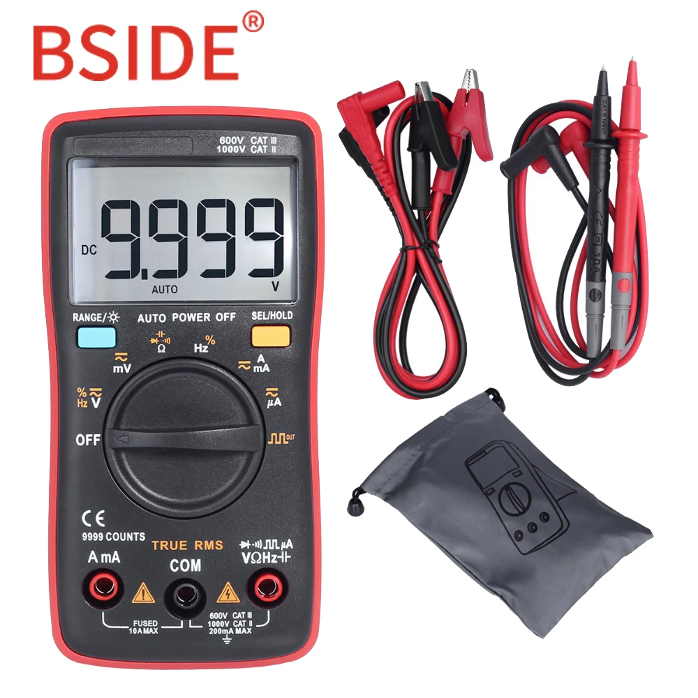 Профессиональный практичный Цифровой мультиметр BSIDE ZT109 9999 отсчетов True RMS