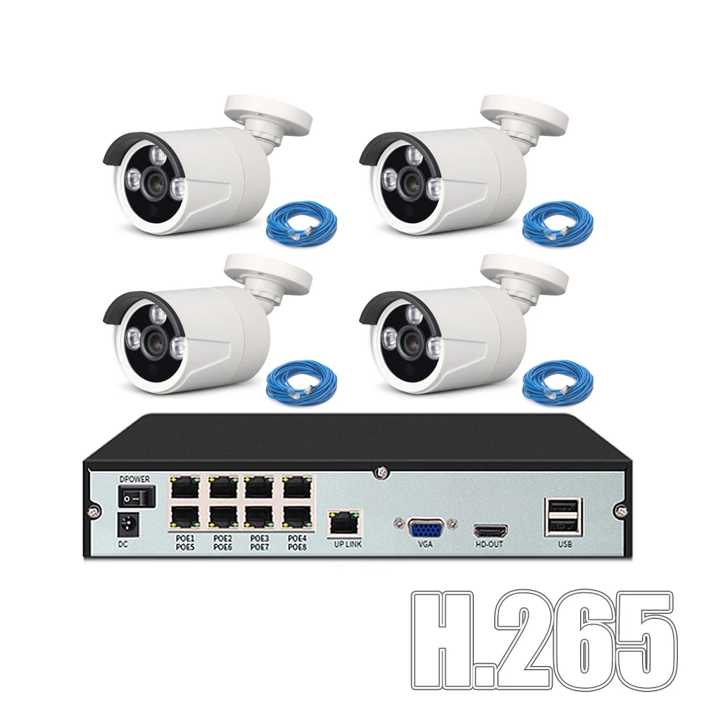 Комплект системы видеонаблюдения YiiSPO POE IP камера 720P 1080P уличная