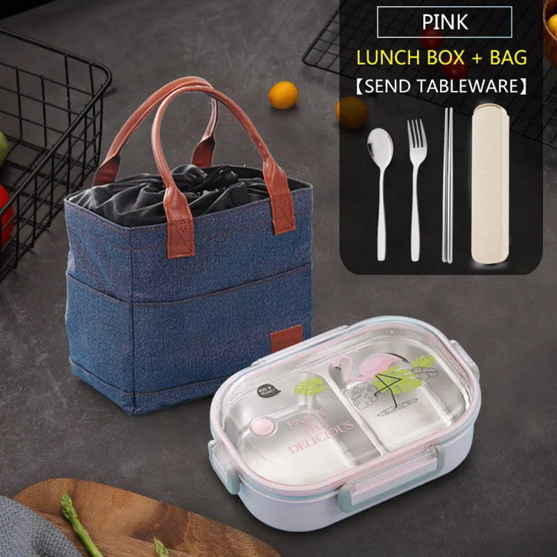 WORTHBUY японский картон Ланч-бокс 304 из нержавеющей стали Bento box для детей контейнер для хранения еды герметичный Bento Ланч-бокс - Цвет: 1 Layer Pink Set