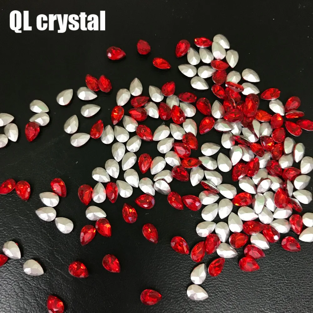 QL Crystal 4x6mm Red Teardrop Pointback Rhinestone High Quality for Jewelry Making DIY Accessories | Дом и сад