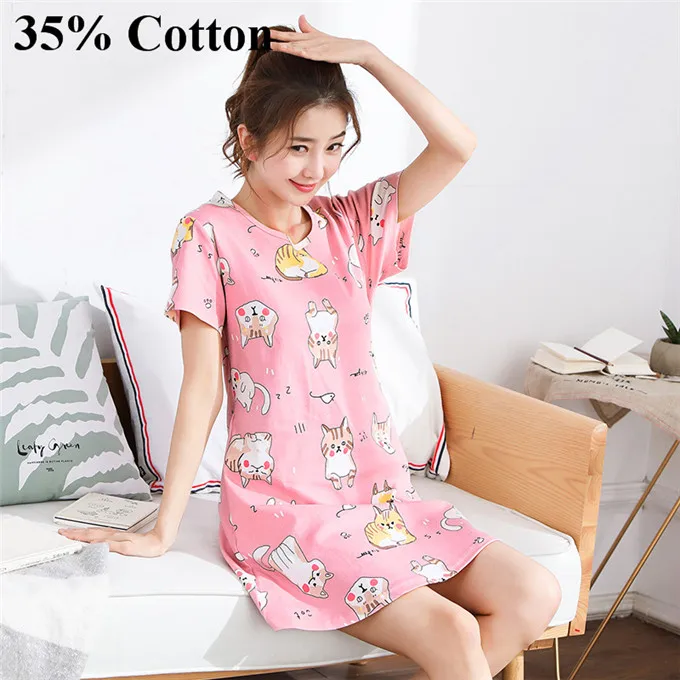 8345 35% хлопковая ночная рубашка для женщин, Милая Ночная рубашка для девочек, летняя Домашняя одежда, Повседневная Ночная рубашка - Цвет: 8345
