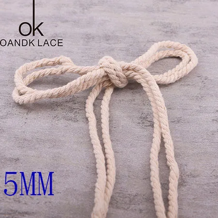 1 YARD 5mm Бежевый хлопок три витой веревочный шнур шпагат ремесло 5 мм-20 мм Хлопок Толстые шнуры для ручной работы декоративные - Цвет: 1 YARD 5mm