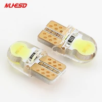 10pcs t10 led cob 4chips w5w silicone short car led light parking bulb auto wedge clearance lamp bright white license light