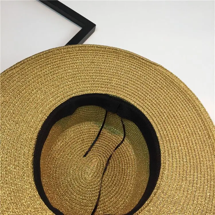 2017 золотой проволоки Small Pepper солнца Шапки ленты Круглый с плоским верхом