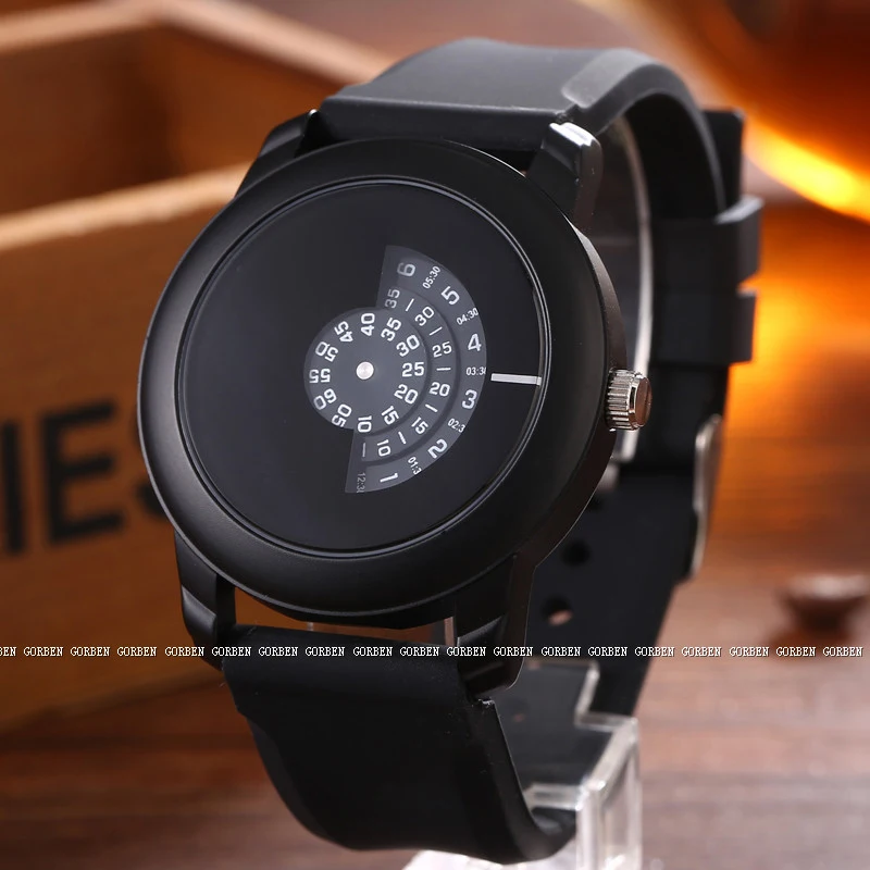 Новое поступление мужские подарки короткий дизайн черный резиновый ремешок