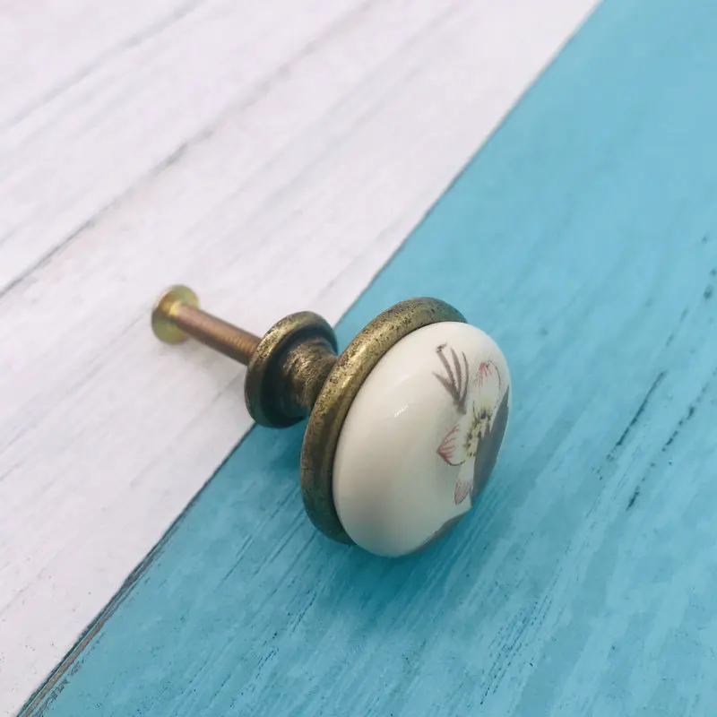 5PCS Exquisite Retro Ceramic Knobs and Flower Painted Round porcelain Handles Fit for Cupboard Drawer Kitchen Pull Handle Knob |
