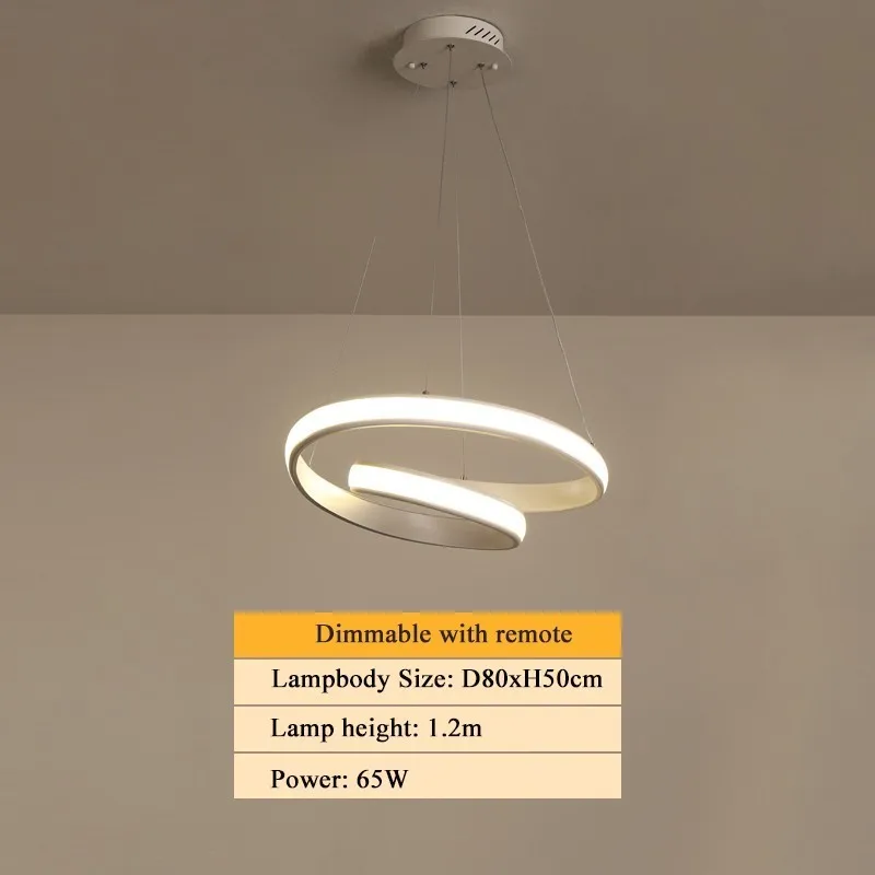 Dimmable D80xH50CM Современный светодиодный подвесной светильник для столовой, гостиной, подвесной светильник, акриловый простой светодиодный подвесной светильник белого и кофейного цвета - Цвет корпуса: Dimmable D80xH50CM