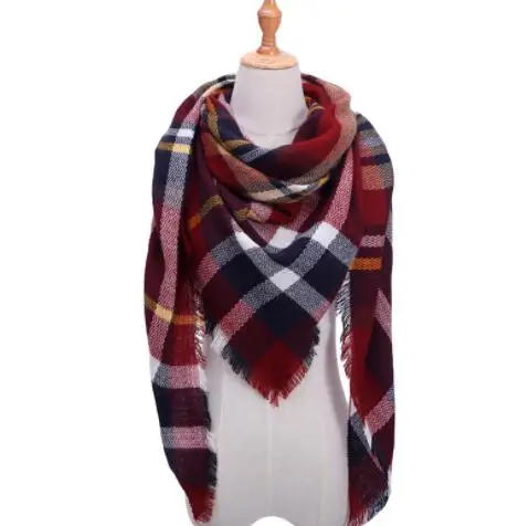 2018 модный вязаный весенне-зимний женский шарф клетчатые теплые кашемировые