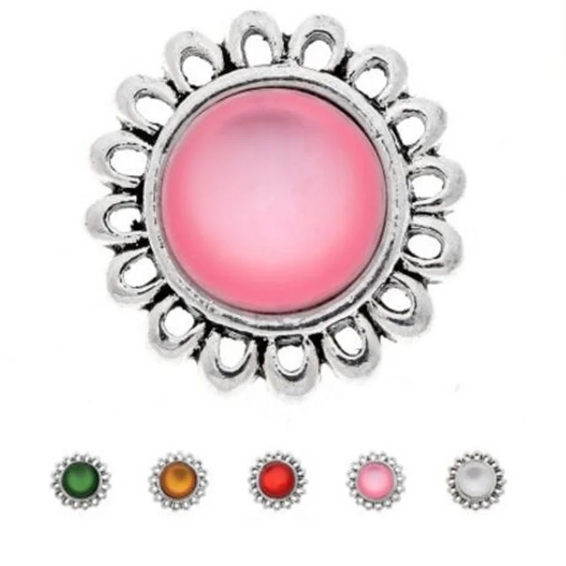 Подсолнух Форма 18 мм кнопка оснастки пресс амулеты Имитация Опал Камень кнопки