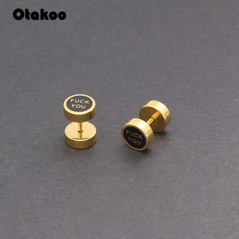 Otakoo унисекс золотые/серебряные штанги из титановой стали мужские серьги в стиле