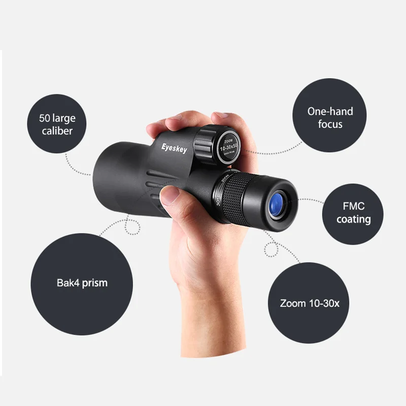 Монокуляр Eyeskey Zoom 10 30x50 высококачественный телескоп BAK4 Prism водонепроницаемый