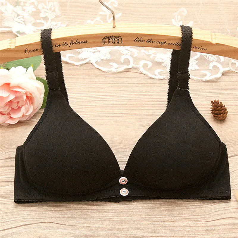 New Fashion Lady Womens Sexy Padded Push up Cotton Bras Youth Teenagers Girls Underwear Underclothes Solid Seamless Wire Free | Женская
