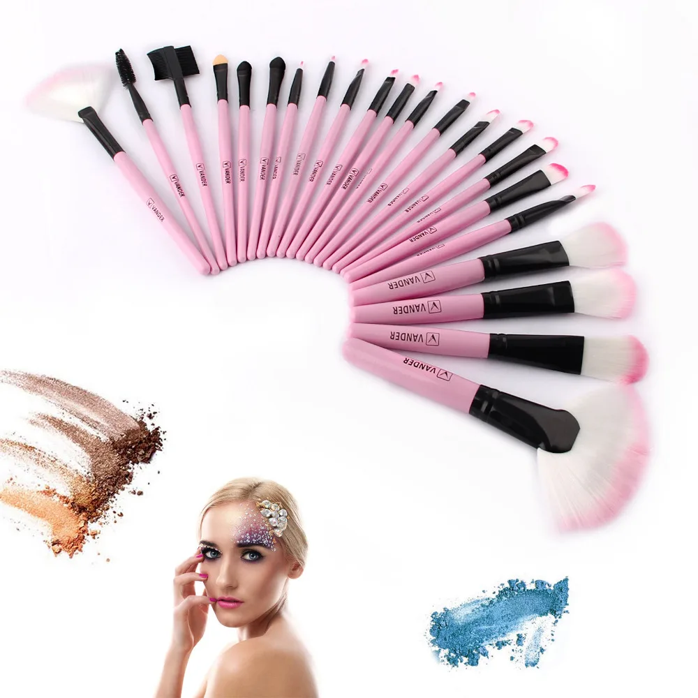 Профессиональный набор кистей для макияжа 22 шт. мягких розовых теней бровей +