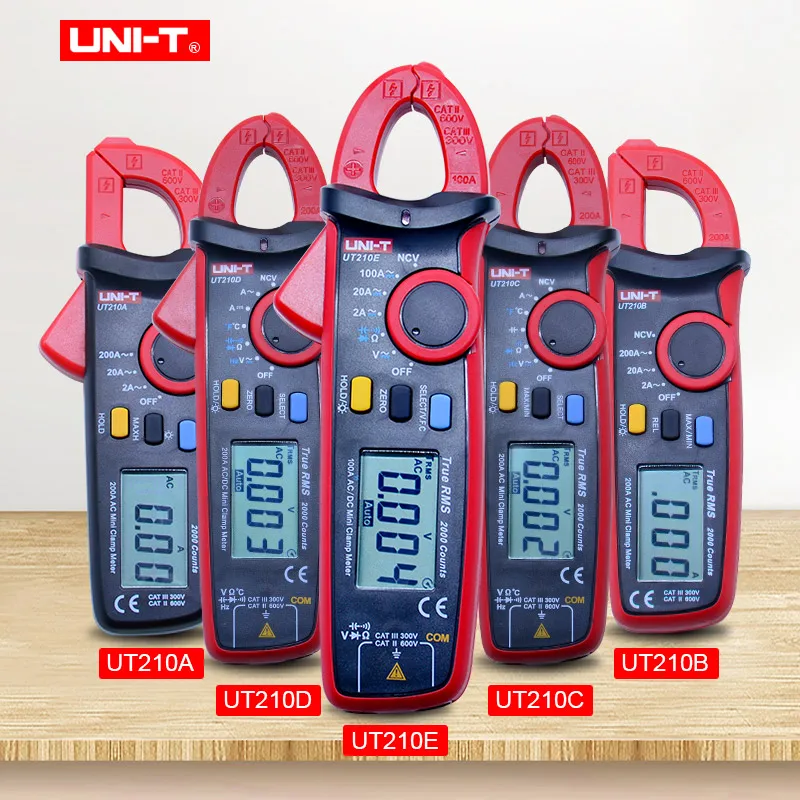 Цифровой клещи UNI-T UT210A/B/C/D/E AC DC измеритель напряжения тока True RMS мультиметр Емкость Сопротивление частоты тестер