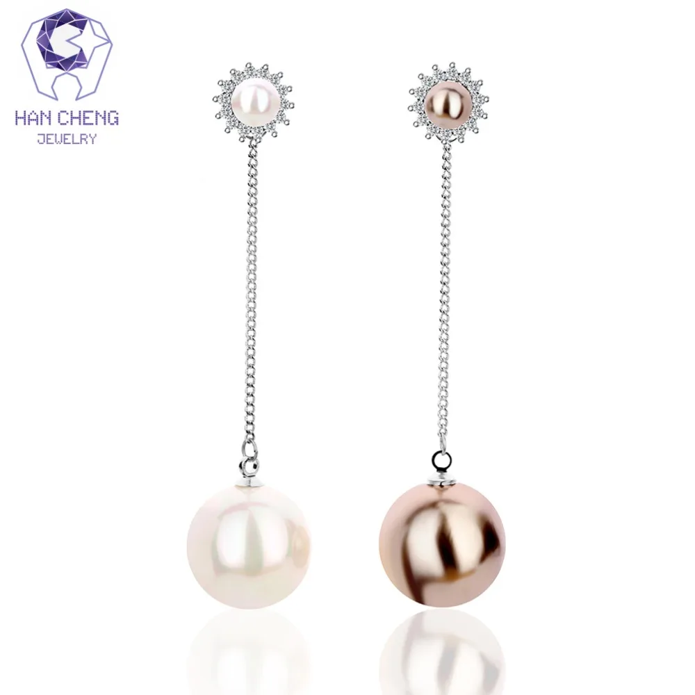 Новинка роскошные висячие серьги HanCheng с серебряным покрытием и фианитом