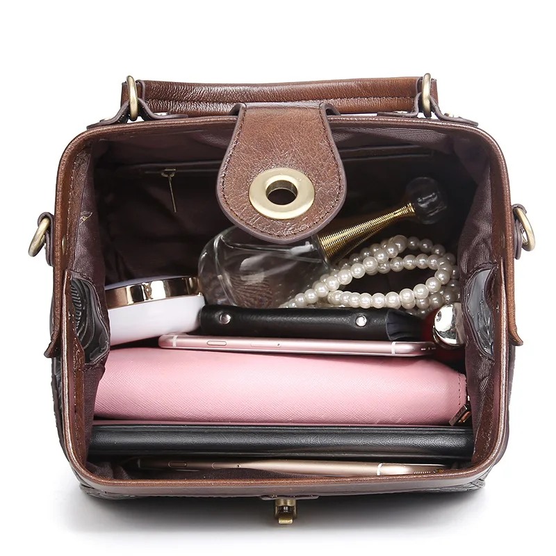 EUMOAN новая кожаная сумка на плечо ручная работа тисненая кисть цвет простая