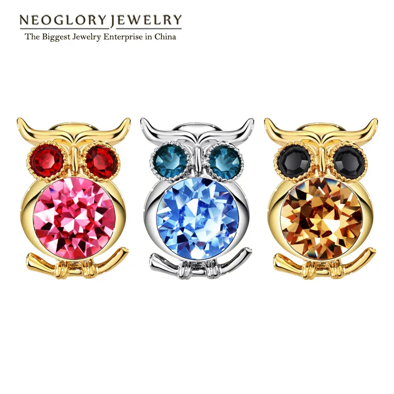 Neoglory Австрия Кристалл Стразы животное сова дизайн светильник-желтого золота
