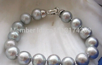 

Free Shipping>>> AA++ 8" 12mm ROUND GRAY FRESHWATER PEARL BRACELET