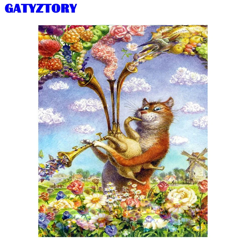 GATYZTORY бескаркасная музыкальная краска для творчества с котом по номерам