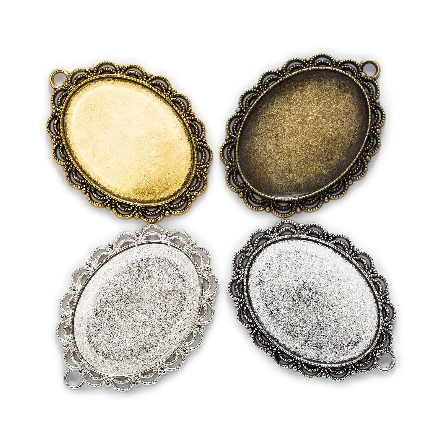 

1 Piece Oval Flower Lace Cameo Cabochon Base Settings Charms Pendants Jewelry Making 54x40mm(Fit 40x30mm)