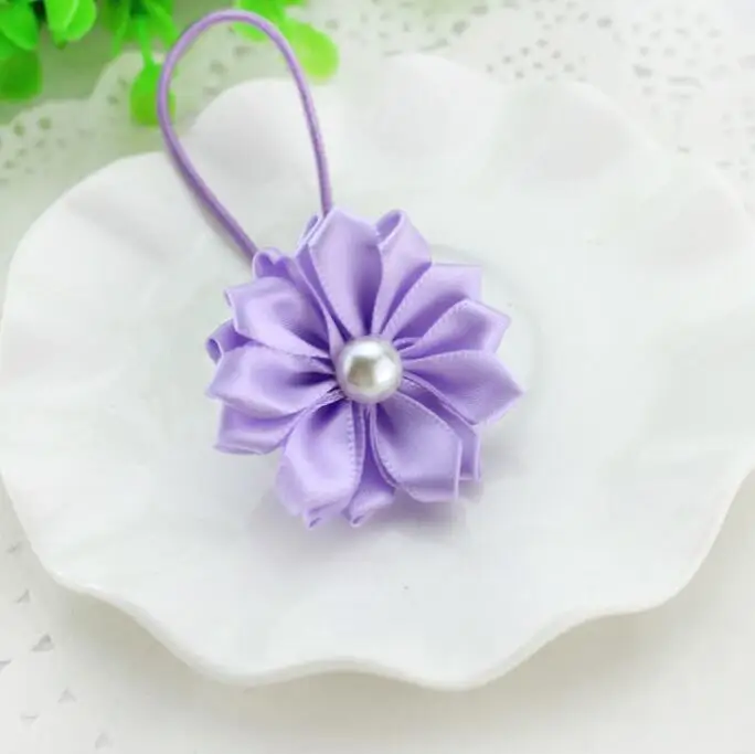 

100pcs/lot New-Cute-Children-rainbow-ribbon-flower-elastic-Hair-band