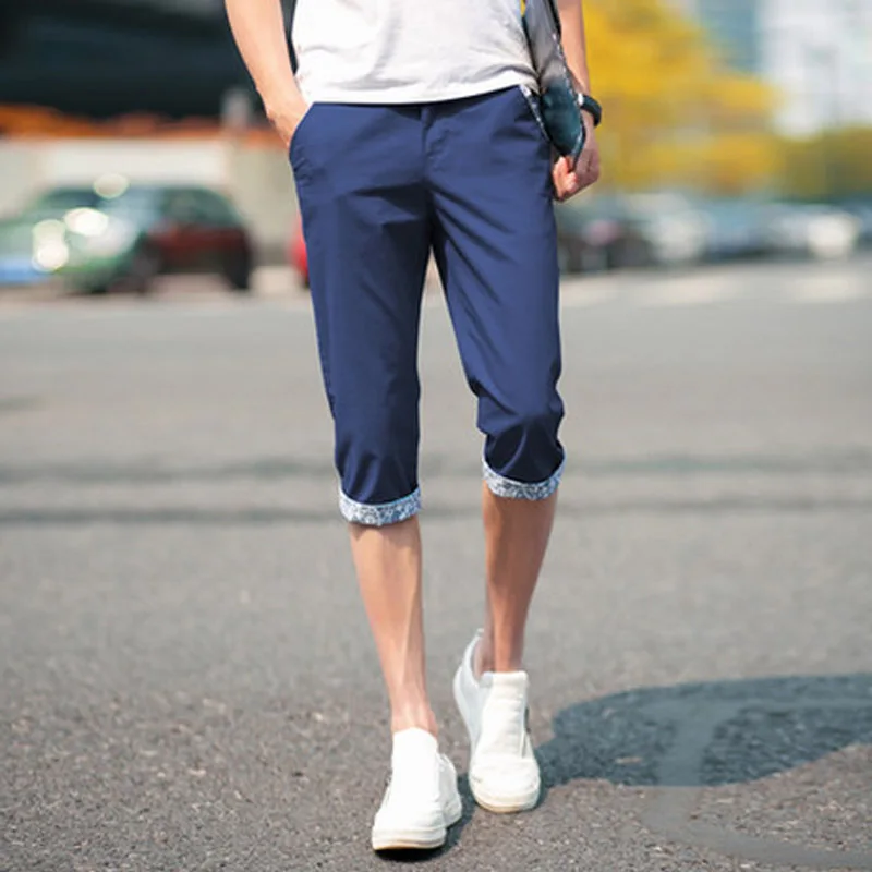 Тонкие повседневные облегающие брюки Капри цвета хаки для отдыха в летнем стиле