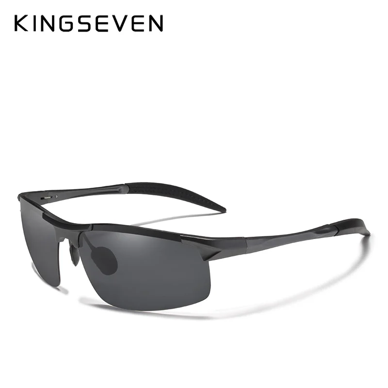 Мужские солнцезащ. Очки без оправы KINGSEVEN черно серые солнцезащитные очки с