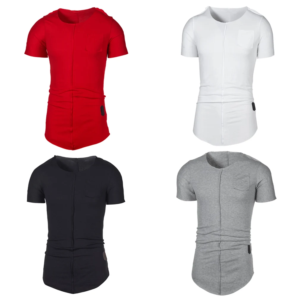 Футболка мужская приталенная с круглым вырезом коротким рукавом и