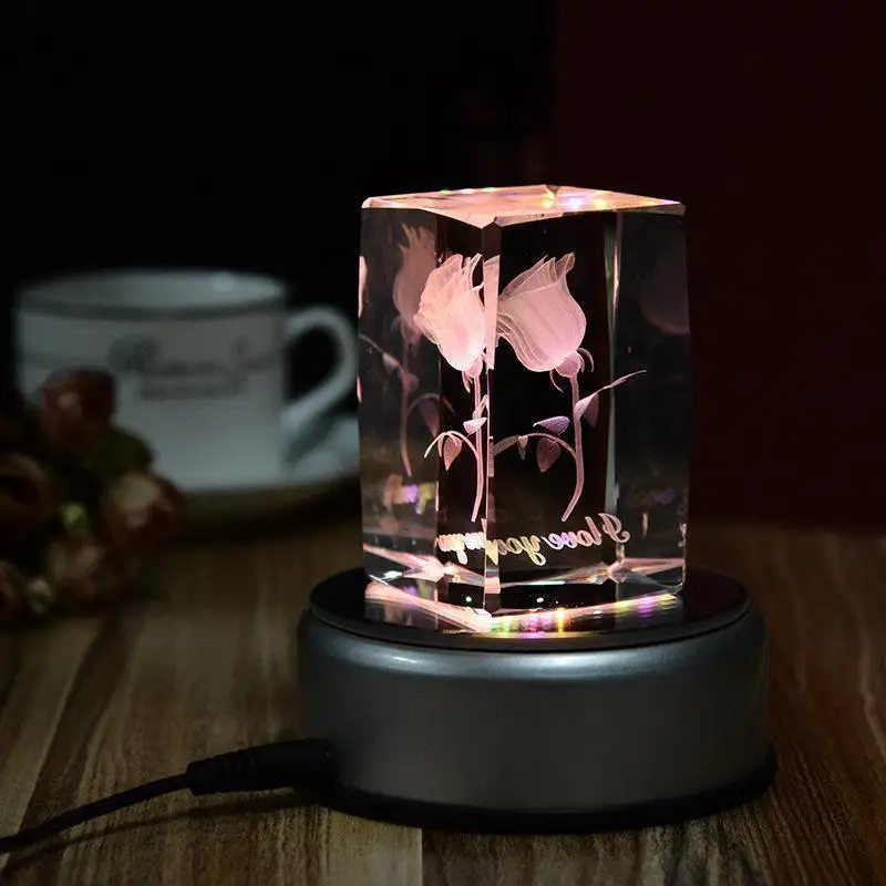 LumiParty 4 светодиода светящаяся основа светильник Кристальное стекло прозрачные предметы дисплей Лазерная красочная круглая подставка база для коктейля