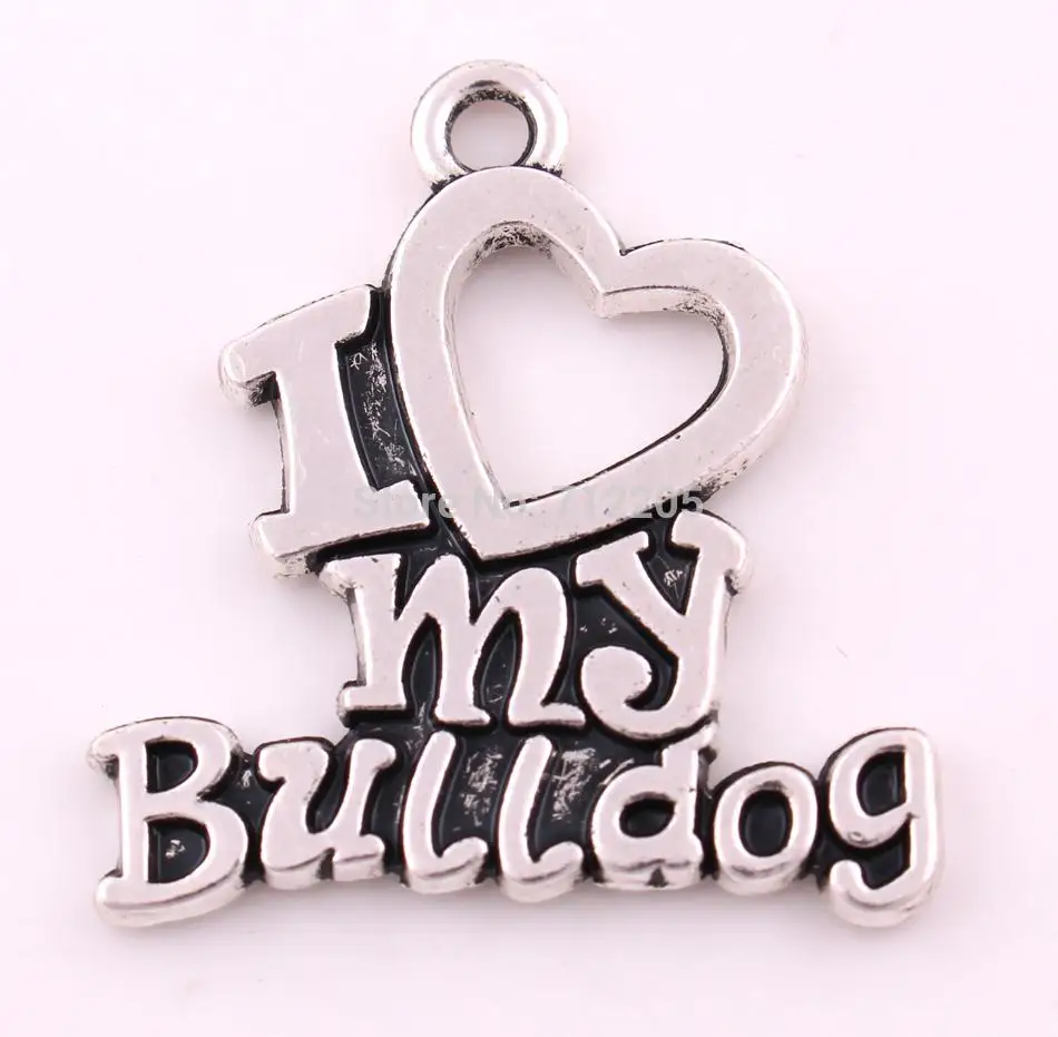Романтическая античная серебряная серия с покрытием I LOVE MY Bulldog буквы модные