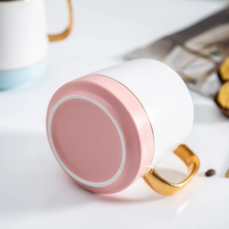 

400ml Creative Mug Ceramic Porcelain Coffee Cup with Spoon Drinkware Breakfast Milk Oatmeal Cup Birthday Gift Office Water Mug