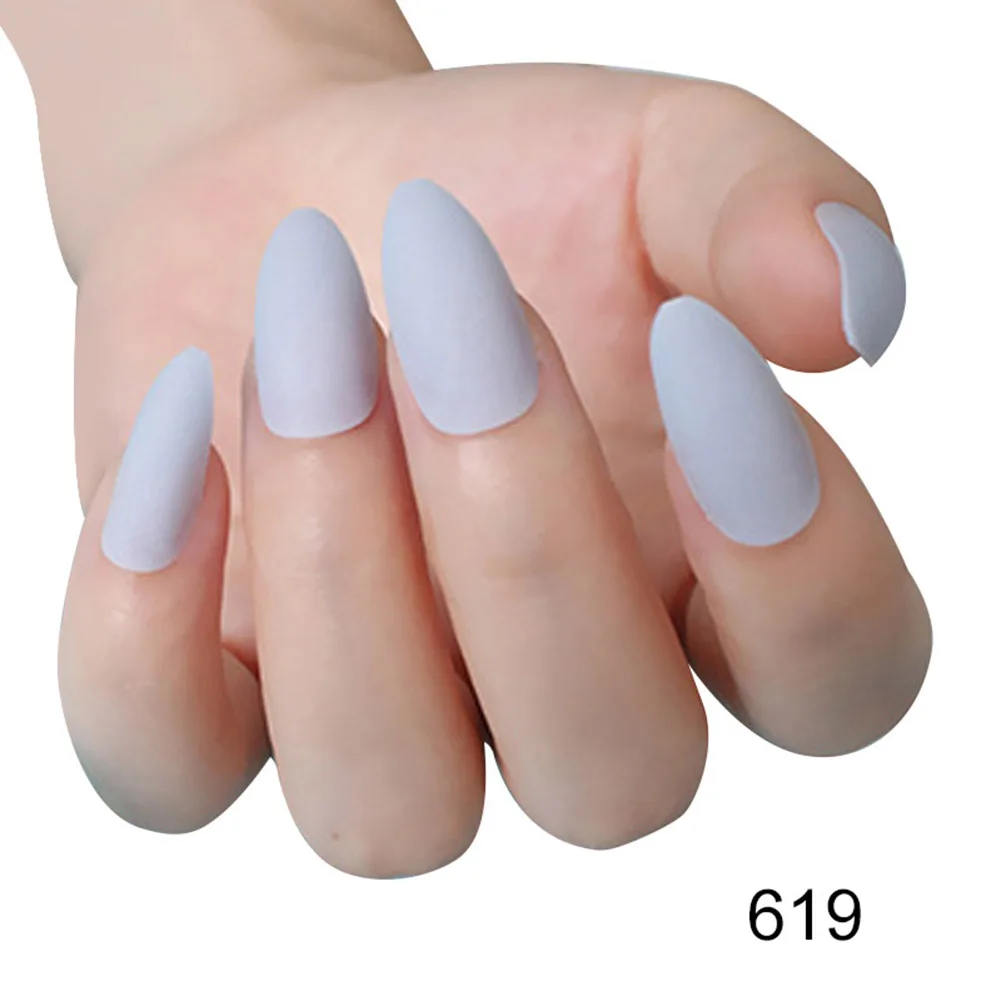 619 24 шт женские накладные ногти DIY матовые накладные ногти в форме капель NShopping - Цвет: 619