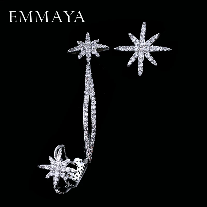 Женские серьги с цирконием EMMAYA длинные ручной работы со снежиной и блестящим