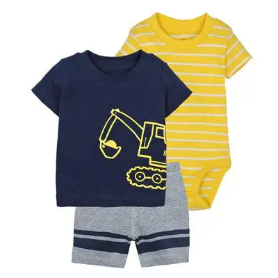 10 Комплект летней одежды для маленьких мальчиков, хлопковая рубашка с капюшоном и короткими рукавами, штаны, комбинезоны, новорожденный, младенец, одежда для малышей, детская одежда унисекс - Цвет: 10