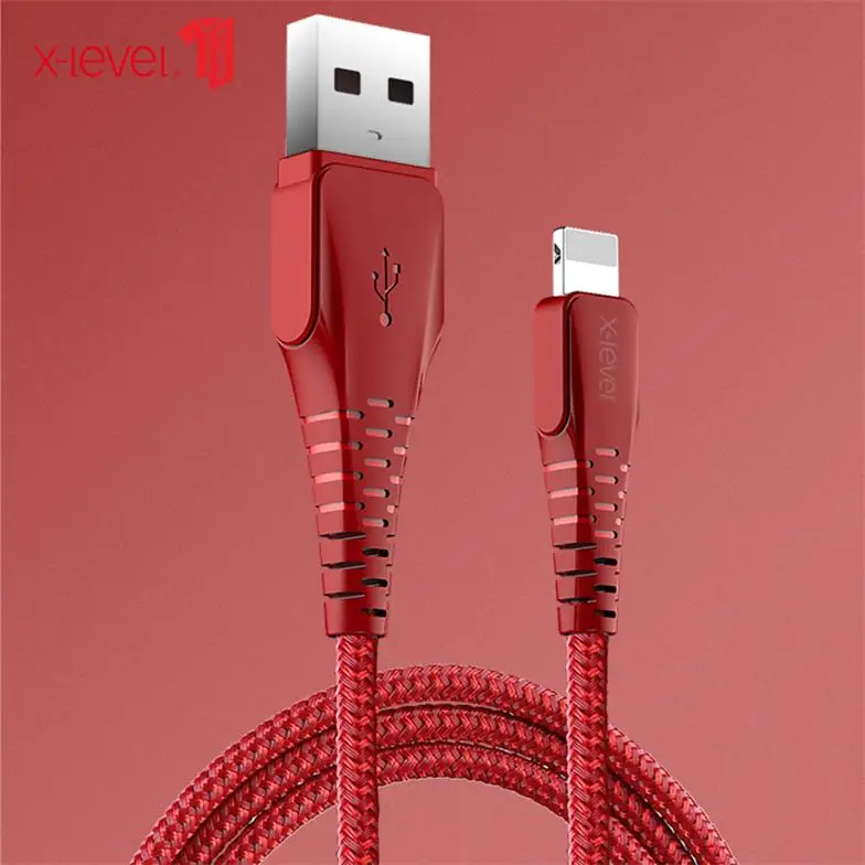 XLevel USB кабель для iPhone X Xs Max XR 2.4A Быстрая зарядка USB зарядное устройство кабель для передачи данных для iPhone 8 7 6 6splus USB зарядное устройство Шнур - Цвет: Red
