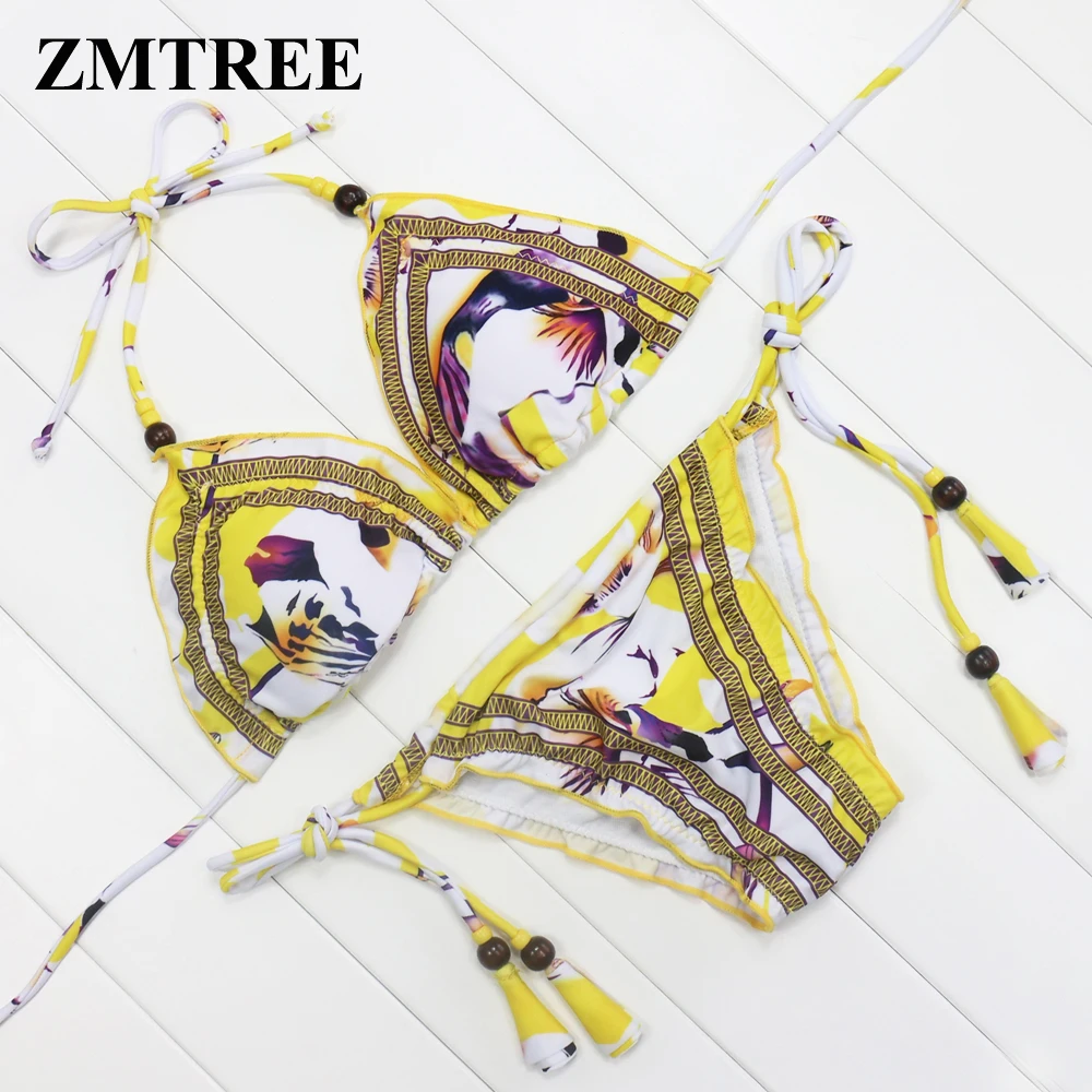 ZMTREE бразильский купальник бикини женский Maillot De Bain бандажный пляжный купальный