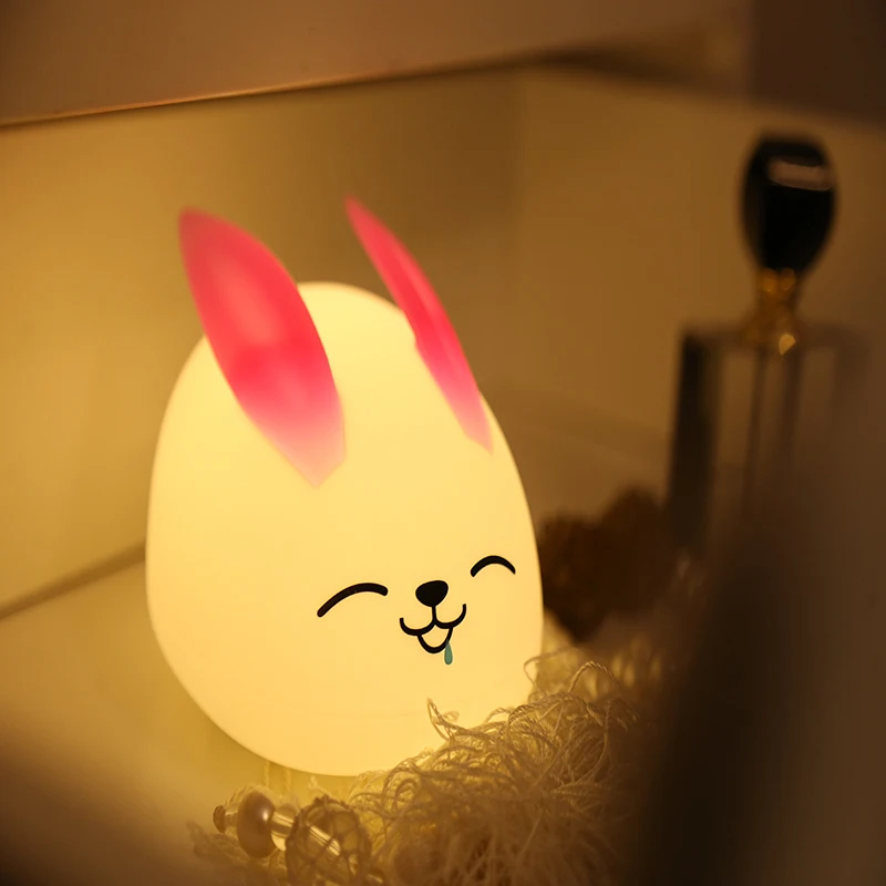 Creative Gift Cartoon Rabbit Silicone Charging Nightlight | Лампы и освещение
