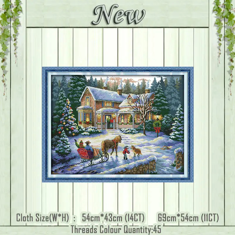Christmas Lakeside snowhouse сказка зима Счетный напечатан на холсте DMC 11CT 14CT наборы DIY Вышивка крестиком набор для рукоделия - Цвет: Christmas