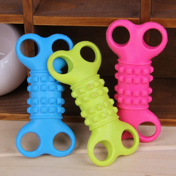 Free shipping Dog chews toys 3 candy colors pet Non-toxic soft rubber bone 4hole shaped chew for dogs Pet products toy | Дом и сад