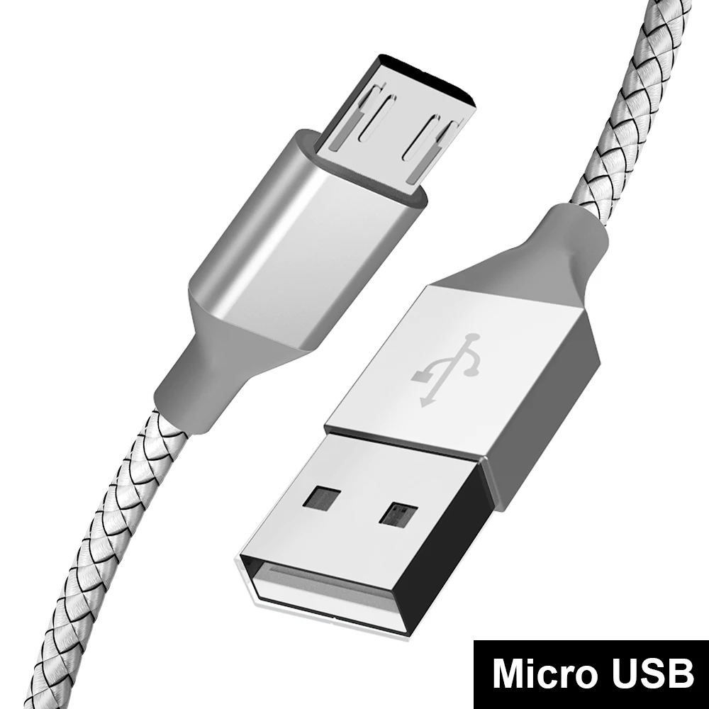 Кабель Micro USB для быстрой зарядки 1 м 2 3 нейлоновый плетеный шнур синхронизации
