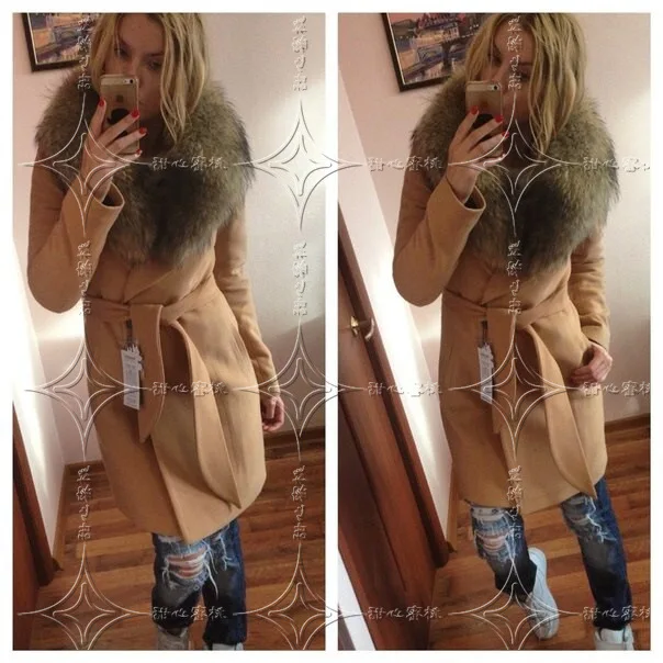 Новый Женская мода зимние толстые теплые Slim Fit Тренч воротник с Искусственный