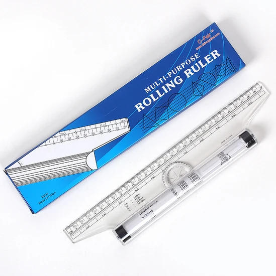Clear Metric Parallel ruler Multi-purpose Drawing Rolling Ruler Straight Ruler Tool  Designer Engineering drawing  school DM007