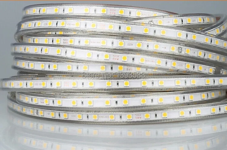 Светодиодная лента 3 м 220 В 5050 SMD 60 гибкая полоса света теплый белый/холодный белый