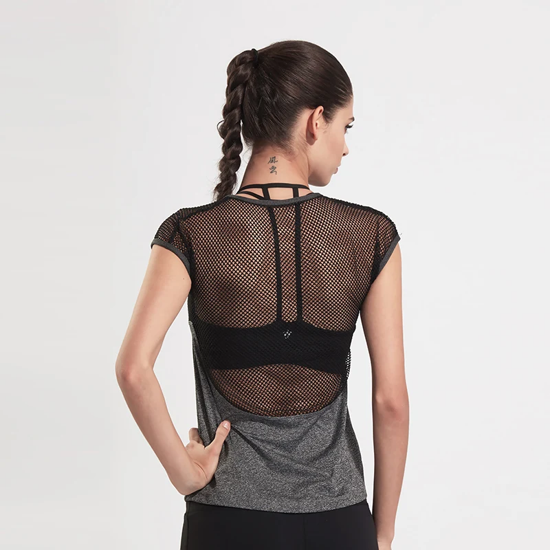 

High Quality New Women Sports Yoga Clothing Short-Sleeved T-Shirt Hollow Back Quick-Drying Fitness Running Short-Sleeve