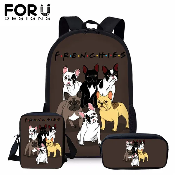 Z4229CEK FORUDESIGNS Kids 3 шт./компл. Рюкзак Мультфильм Французский бульдог животные принты брезентовые Школьные Рюкзаки рюкзаки для подростков девочек мальчиков студентов - Цвет: Z4229CEK