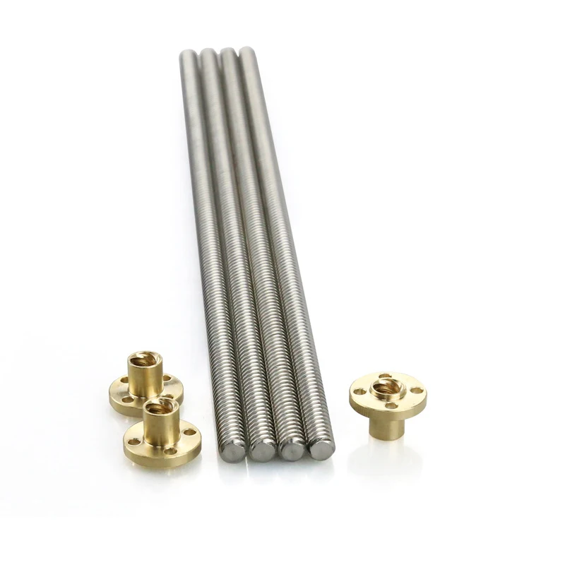 2pcs T8 pitch 8mm trapezoidal Lead Screw/rods 300/400/500/600mm brass Copper Nuts m6 m8 screws for 3d printer parts &amp CNC | Компьютеры