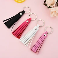 new pu keychain leather tassel keychain long tassel pendant car hanging bag keyring small gift custom wholesale k2292