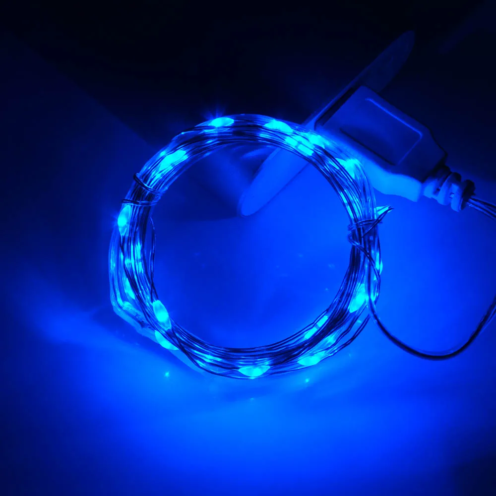 Blue 1 м 2 м 3 м 5 м 10 м USB светодиодный гирлянды Рождественская елка сказочная лампа для дома, праздника, свадебной вечеринки декоративное освещение - Испускаемый цвет: Blue