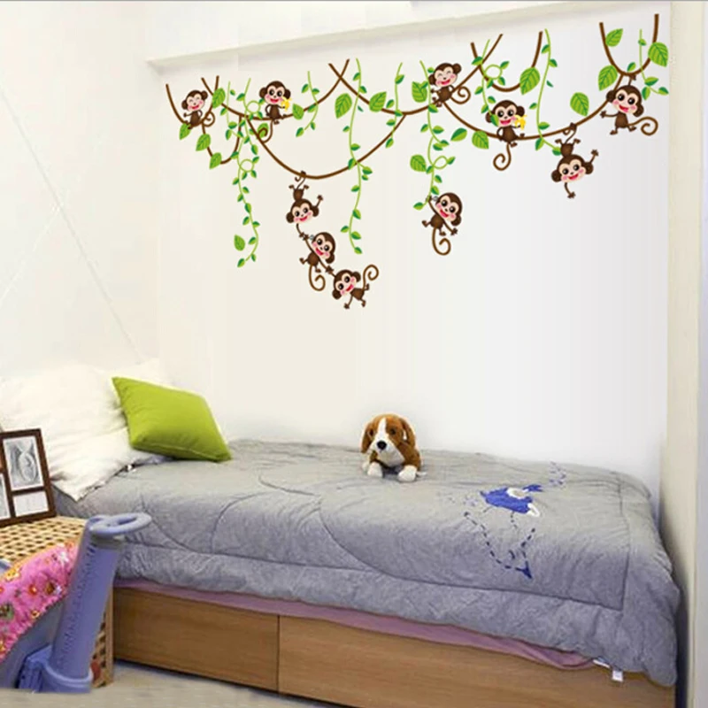 Новинка 2019 милая обезьянка дерево раньше декор для детской комнаты Настенная