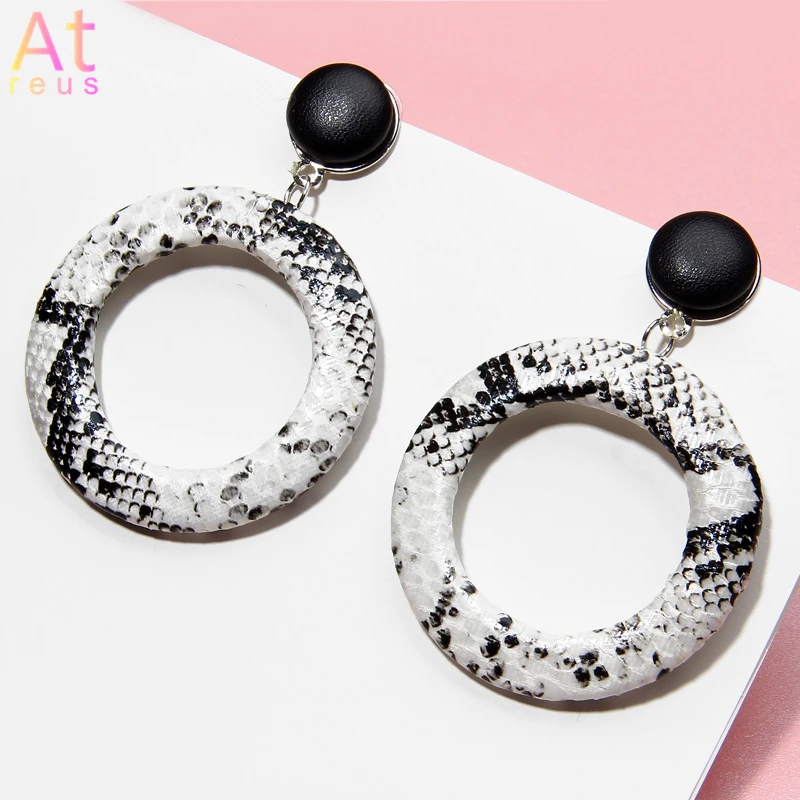 Искусственная кожа круг серьги капли с леопардовым принтом для женщин в